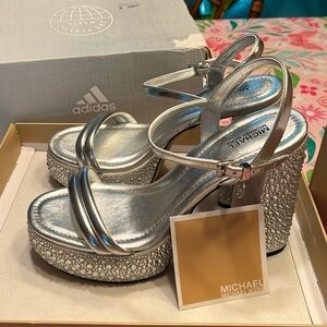 Michael Michael Kors, silver sandals, size 9 brand new